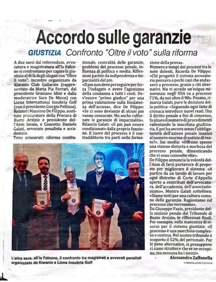 Articolo La Prealpina evento Oltre il voto Gallarate